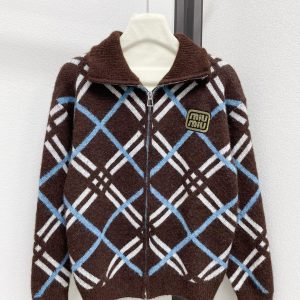 Miu Miu 2025FW Argyle Zip Jacket