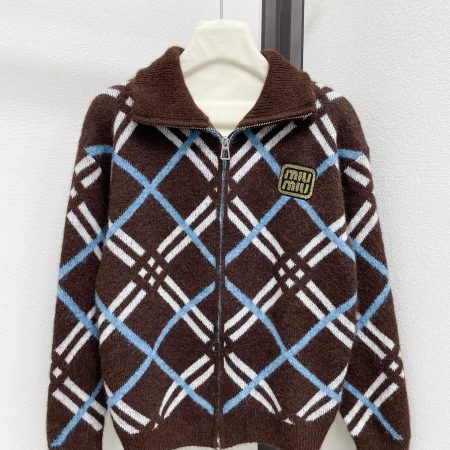 Miu Miu 2025FW Argyle Zip Jacket