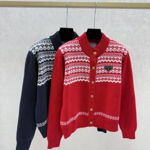 Prada 2025FW Striped Turtleneck Cardigan