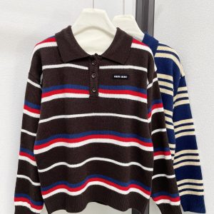 Miu Miu 2025FW Stripe Polo Sweater