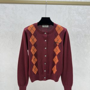 Miu Miu 2025FW Argyle Knit Cardigan