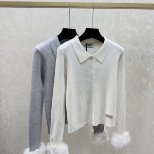 Fendi 2025FW Feather Collar Cardigan
