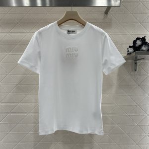Miu Miu 26 Early Spring New 3D Sequins Logo Tee