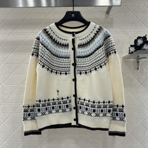 Dior 26 Early Spring New Heavy Hook-knit Round Neck Cardigan
