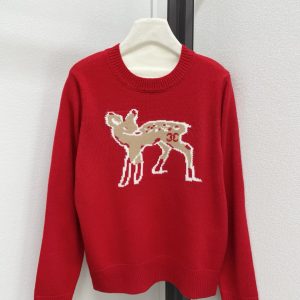 Chanel 26 Early Spring New Deer Logo Round Neck Long Sleeve