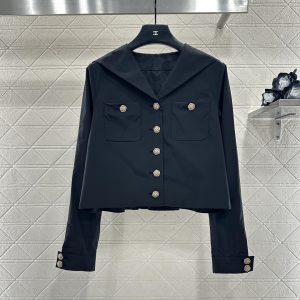 Chanel 26 Early Spring New Navy Lapel Top Pleated Skirt Set