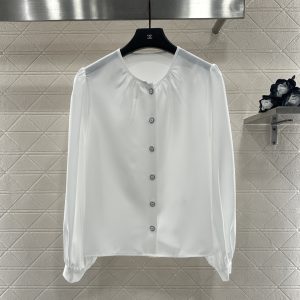 Chanel 26 Early Spring New Round Neck Puff Sleeve Shirt