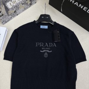Prada 25 Fall Winter New Knit Round Neck Short Sleeve