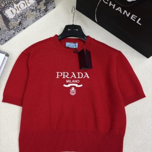 Prada 25 Fall Winter New Knit Round Neck Short Sleeve
