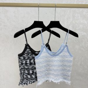 Chanel 25 Fall Winter New Color Block Stripe Jacquard Knit Camisole