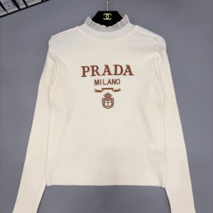 Prada 26 Early Spring New Round Neck Ruffle Long Sleeve
