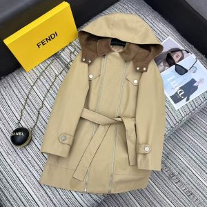 Fendi 26 Early Spring Series Hooded Mid-length Trench Coat