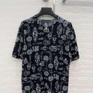 Hermes 26 Early Spring New Iron Print Short Sleeve Top