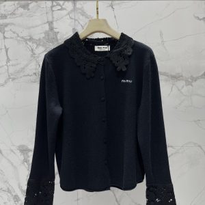Miu Miu 25 Fall Winter New Lace Hook-knit Lapel Cardigan