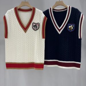 Chanel 26 Early Spring New College V-neck Embroidered Vest