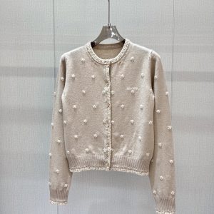 Miu Miu 26 Early Spring New Studded Round Neck Cardigan