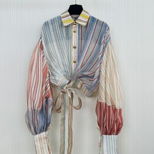 Zimmermann 26 Fall Winter New Color Block Pleated Blouse