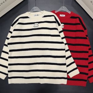 Chanel 26 Early Spring New Stripe Pullover Long Sleeve