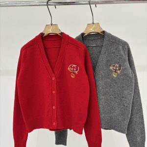 Gucci 26 Early Spring New V-neck Logo Embroidery Cardigan