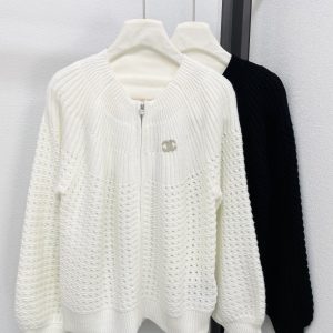 Chanel 26 Early Spring New Lace CC Logo Zip Cardigan