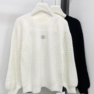 Chanel 26 Early Spring New Lace CC Logo Round Neck Long Sleeve