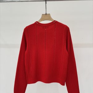 Miu Miu 26 Early Spring New Bow Rhinestone Round Neck Long Sleeve