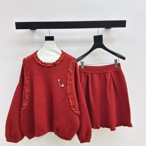 Chanel 26SS Early Spring New Ruffle Sweater Skirt Set