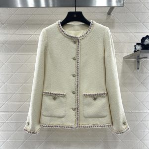 Chanel 26 Early Spring New Round Neck Trim Skirt Set