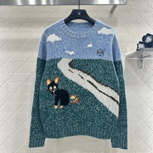 Loewe 26 Early Spring New Round Neck Illustration Sweater