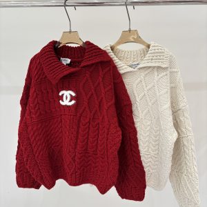 Chanel 26 Early Spring New Lapel Patch Knit Long Sleeve