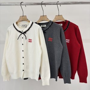 Miu Miu 26 Early Spring New Bow Rhinestone Cardigan