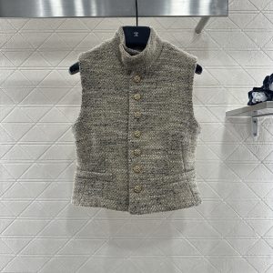 Loro Piana 26 Early Spring New Stand Collar Vest Wide Leg Pants Set