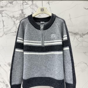 Loewe 26 Early Spring New Color Block Half Zip Knit