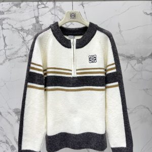 Loewe 26 Early Spring New Color Block Half Zip Knit