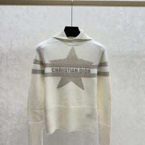 Dior 25 Fall Winter New Color Block Star Lapel Knit Long Sleeve