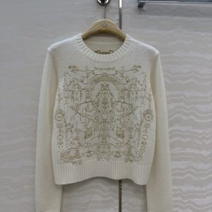 Dior 26 Early Spring New Star Castle Embroidery Cashmere Sweater