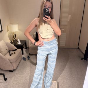 Chanel 26C Early Spring Striped Wide Leg Jeans
