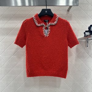 Chanel 26 Early Spring New Color Block Lapel Knit Short Sleeve
