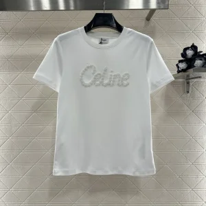 Celine 26 Early Spring New Beaded Logo Tee