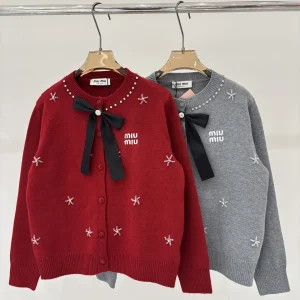 Miu Miu 26 Early Spring New Bow Brooch Cardigan