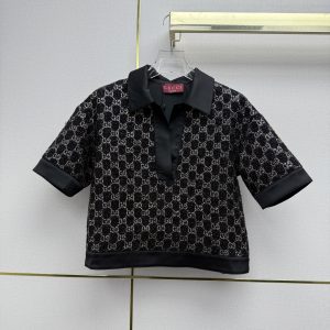 Gucci 26SS New GG Rhinestone Lapel Top