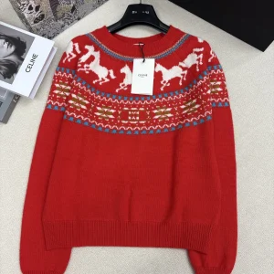 Celine 26 Early Spring New Raglan Horse Logo Knit