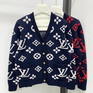 Louis Vuitton 26 Early Spring New Color Block Monogram V-neck Cardigan