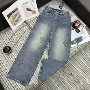 Chrome Hearts 26 Early Spring Series Cross Patch Denim Pants